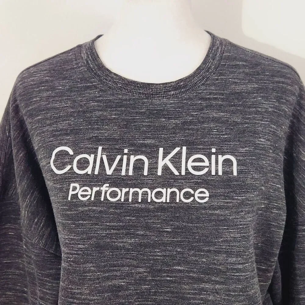 Calvin Klein Performance Gray Cropped Logo Sweatshirt Size Small Gray Sweatshirt